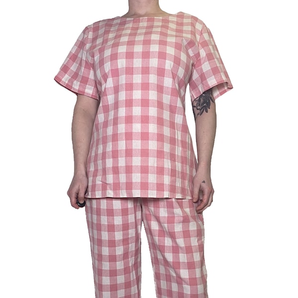 1950s Pink Gingham Pant and Shirt Set