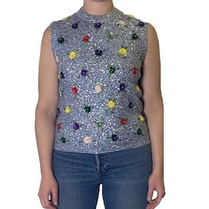 1960s Blue Sequined Top