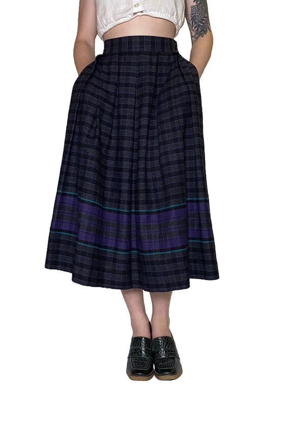 Purple plaid skirt 80s hotsell