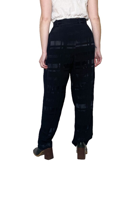 1980s Black Shine Pattern Pants - image 3