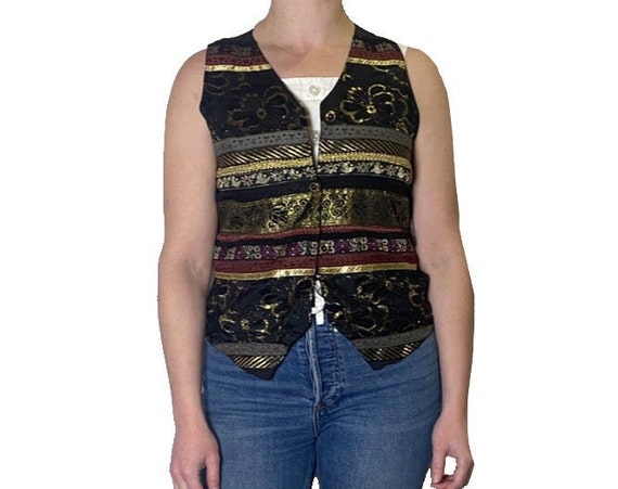 1990s Ribbon Pattern Fitted Vest - image 1