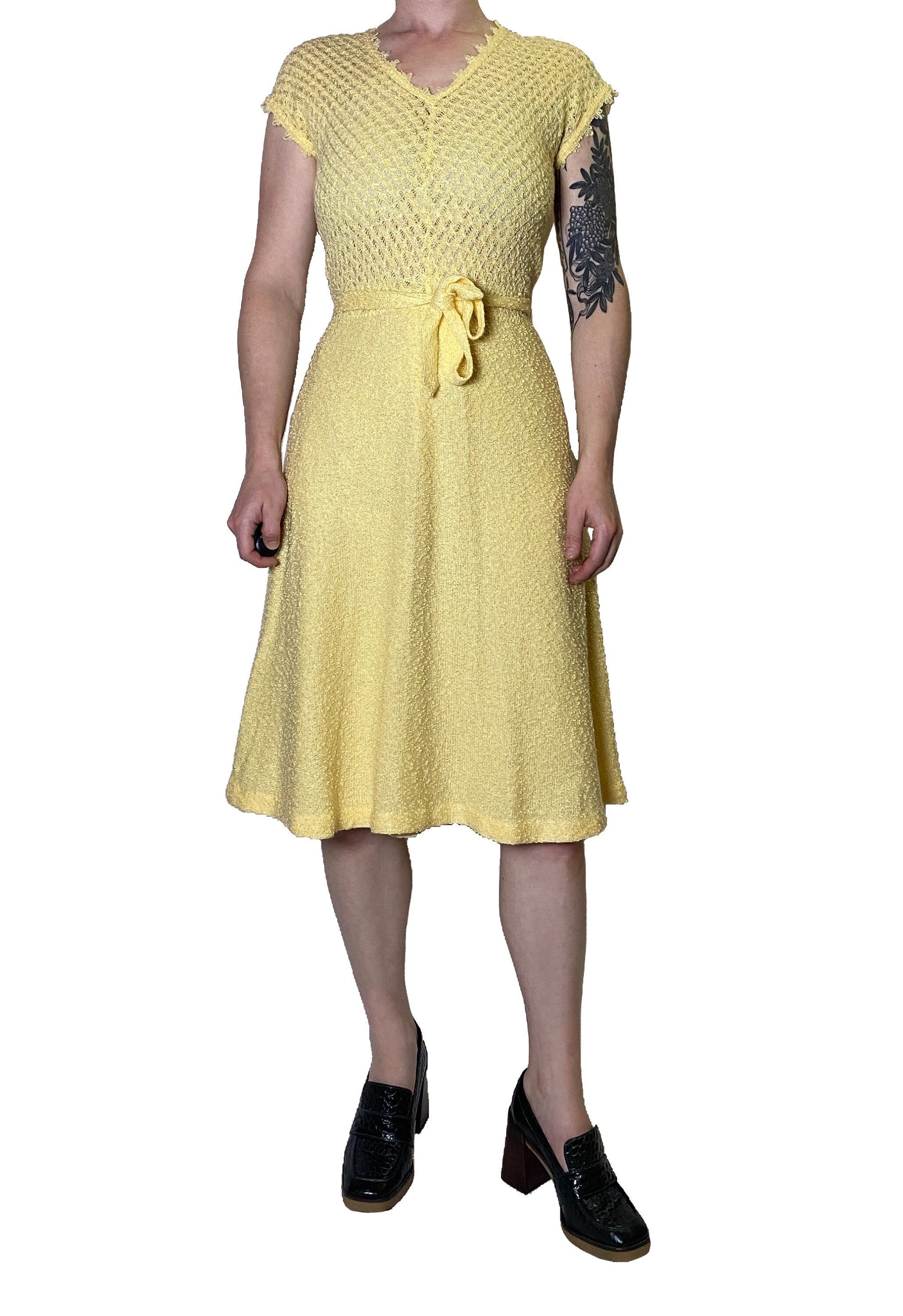 1970s Butter Yellow Knit Dress - Etsy