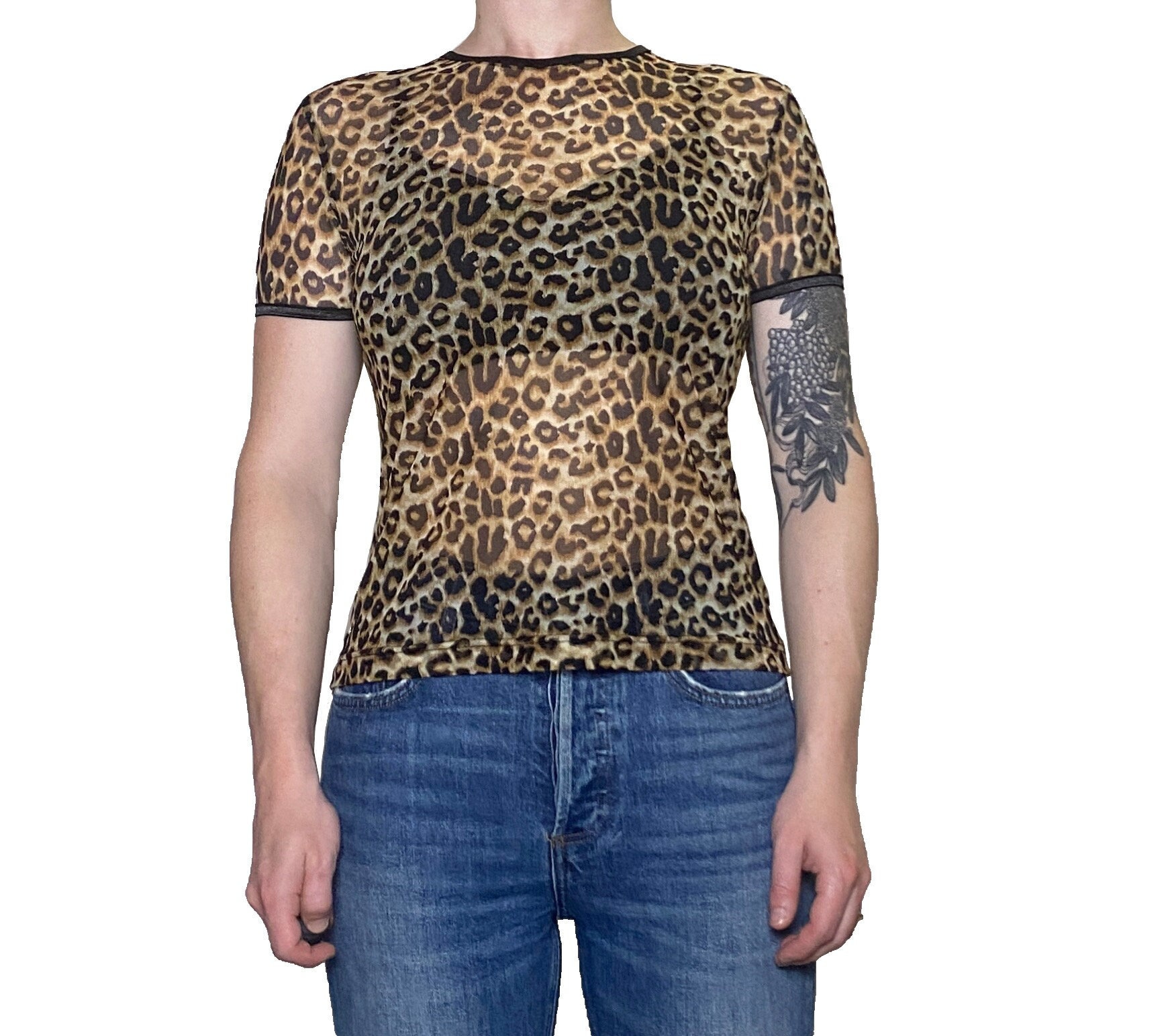 1990s Sheer Leopard Print Ringer - Etsy 1990s Sheer Leopard Print Ringer - Etsy