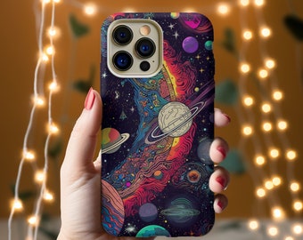 Psychedelic Outer Space Phone Case for iPhone | Celestial Galaxy Phone Cover |  Colorful Outer Space Phone Case