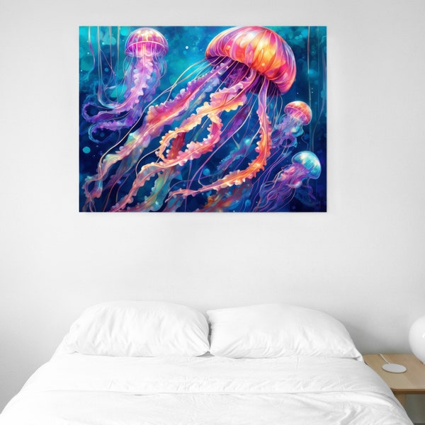 Jellyfish Wall Art Digital Prints Pack | Abstract Underwater Ethereal Glow | Soft Tones | Shimmering Textures | Detailed Tentacles