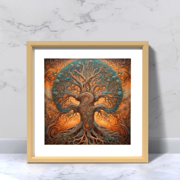 Yggdrasil Wand Kunst Digitaldrucke | Komplizierte baumähnliche Struktur mit sanften Pastelltönen | Zarte wirbelnde Muster | Ätherischer Glanz