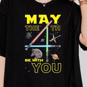 Comfort Colors May The 4th Be With You Shirt With Lightsaber Graphic, Funny Galaxy Theme Tee, Star Inspired Tee For Nerds And Fans