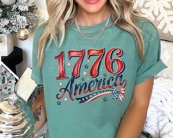 1776 Coquette 4th of July Shirt, Comfort Colors, Coquette USA Flag Shirt, American Flag Shirt, 4th July Party Shirt, American Shirts