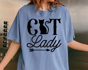 Comfort Colors Cat Lady Shirt, Cute Kitty Graphic Tee With Arrow Design, Perfect Gift For Cat Lovers, Funny Feline Tshirt
