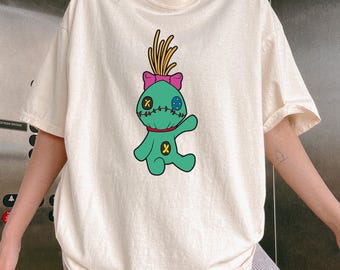 Comfort Colors Scrump Plush Doll Tee, Lilo And Stitch Inspired Shirt, Cute Cartoon Voodoo Plush, Disney Style Comfort Colors Tee