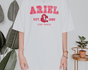 Ariel Disney Princess Comfort Colors Shirt, The Little Mermaid Fan Gift, Vintage College Style Graphic Tee, Gift For Her