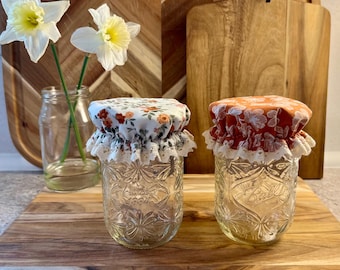 Reversible Mason Jar Cover: Crochet Lace, Emily & Rust Floral Options, Reusable Bonnet