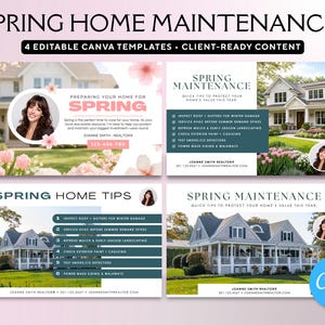 Spring Home Maintenance Postcards | Real Estate Mailer Template | Realtor Marketing | Canva Editable Printable