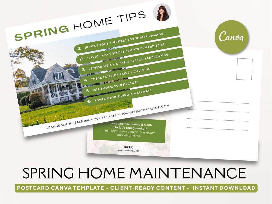 Spring Home Maintenance Postcard Template for Realtors (digital ...