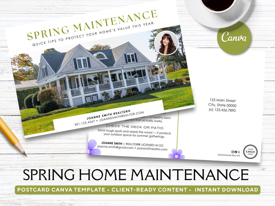 Spring Home Maintenance Checklist Postcard | Realtor Farming Mailer ...