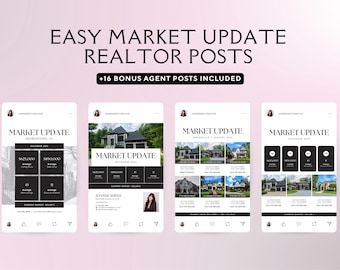 Real Estate Market Update Templates for Instagram & Canva -  Realtor Social Media - 20 Templates
