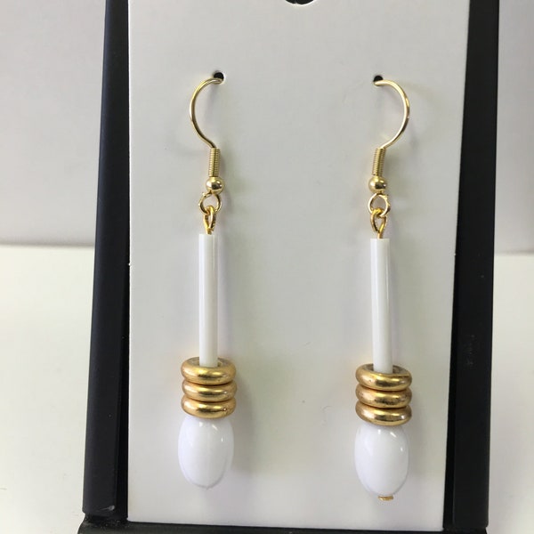 Unique white and gold earrings