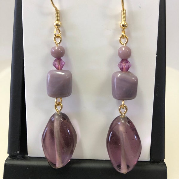 Purple and gold earrings