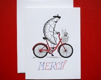 French Letterpress Thank You Card (Blank Inside)