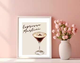 Espresso Martini Print, Trendy Cocktail Art, Bar Decor, Classic Cocktail Art, Signature Drink Sign, Espresso Martini Art, Wall Art