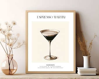 Espresso Martini Print, Trendy Cocktail Art, Bar Decor, Classic Cocktail Art, Signature Drink Sign, Espresso Martini Art, Wall Art