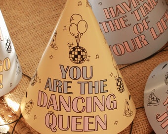 Chapeaux de fête disco Dance Queen | Lot de 5 ou de 10