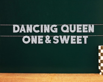 Dance Queen 1st Birthday Party Sign: ONE & Sweet, 20 Colors