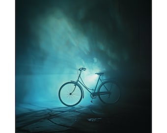 Atmospheric Bicycle Poster, Matte Finish Wall Art, Cycling Enthusiast Gift, Urban Home Decor