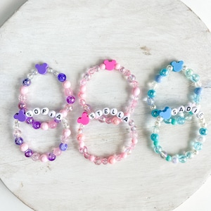 Personalized Disney Bracelet | Name Bracelet | Mouse Charm Bracelet | Disney Bracelet | Little Girl Bracelets | Name Bracelets for Kids