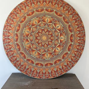 32 inch Hand Painted Mandala Wall Art Boho Art Meditative Art Original Artwork Painting