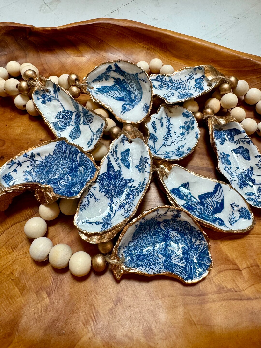 Chinoiserie Blue and White Oyster Shell Napkin Rings - Etsy
