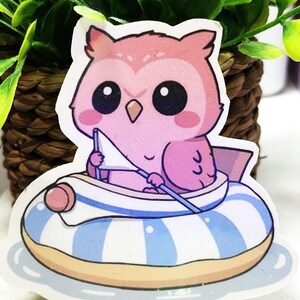 Sticker bateau Momochan, sticker holographique, ambiance estivale, vacances d'été, ambiance de plage, cadeau d'amant hibou imperméable, sticker pour ordinateur portable, cadeau d'art Kawai