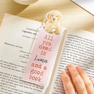 Personalized Acrylic Bookmark with Pet Photo Name Gift for Cat Dog Owner Book Lovers Pet Photo Bookmark