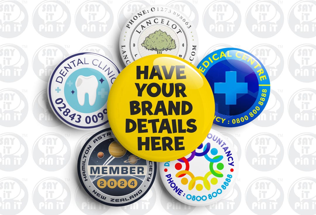 Custom Logo Button Pin Badge or Fridge Magnet: Promotional Accessories ...
