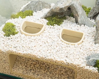 Aquariumtunnel - zinkende grot voor aquariumdecor en terrarium, natuurlijke habitatdecor voor waterdieren en landdieren