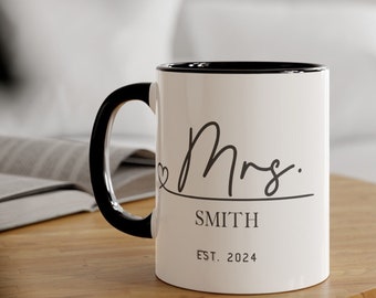 Personalized Mrs Last Name Mug| Custom Bride to be Mug| Future Mrs Mug Wedding Est year 11 oz Mug| Engagement gift Mug  Gift for Bride to Be