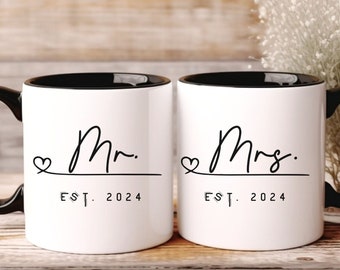 Personalized COUPLE Coffee Mug 11oz| Future Mrs. MR Custom Year Mug| Engagement Wedding Gift| Gift for groom Bride To Be| Couple Bridal gift