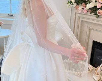 Ivory Pearl Bridal Veil, Knee Length Waltz Veil (1.5M) - Etsy