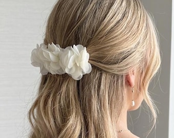 Ivory Organza Flower Comb:  BRIDESMAIDS Floral Hair Accessory , Bridal Hair Accessories