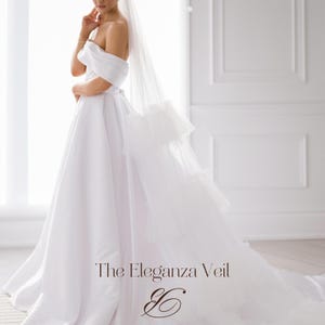 Ruffle CATHEDRAL VEIL With Ruffles Light Ivory Veil, Tulle ruffled Veil ONE Layer wedding Veil Modern Veil Bridal Veil Cathedral bride veil