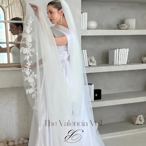 Cathedral Veil Ivory Lace Veil CLASSIC Veil Lace FLOWER Veil Bridal 3M veils LACE Veil long cathedral Lace Veil one layer veil wedding veil