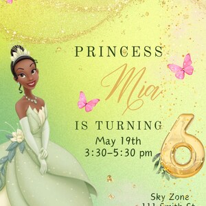 Princess Tiana Birthday Invitation, Princess and Frog, Tiana, Princess Invitation