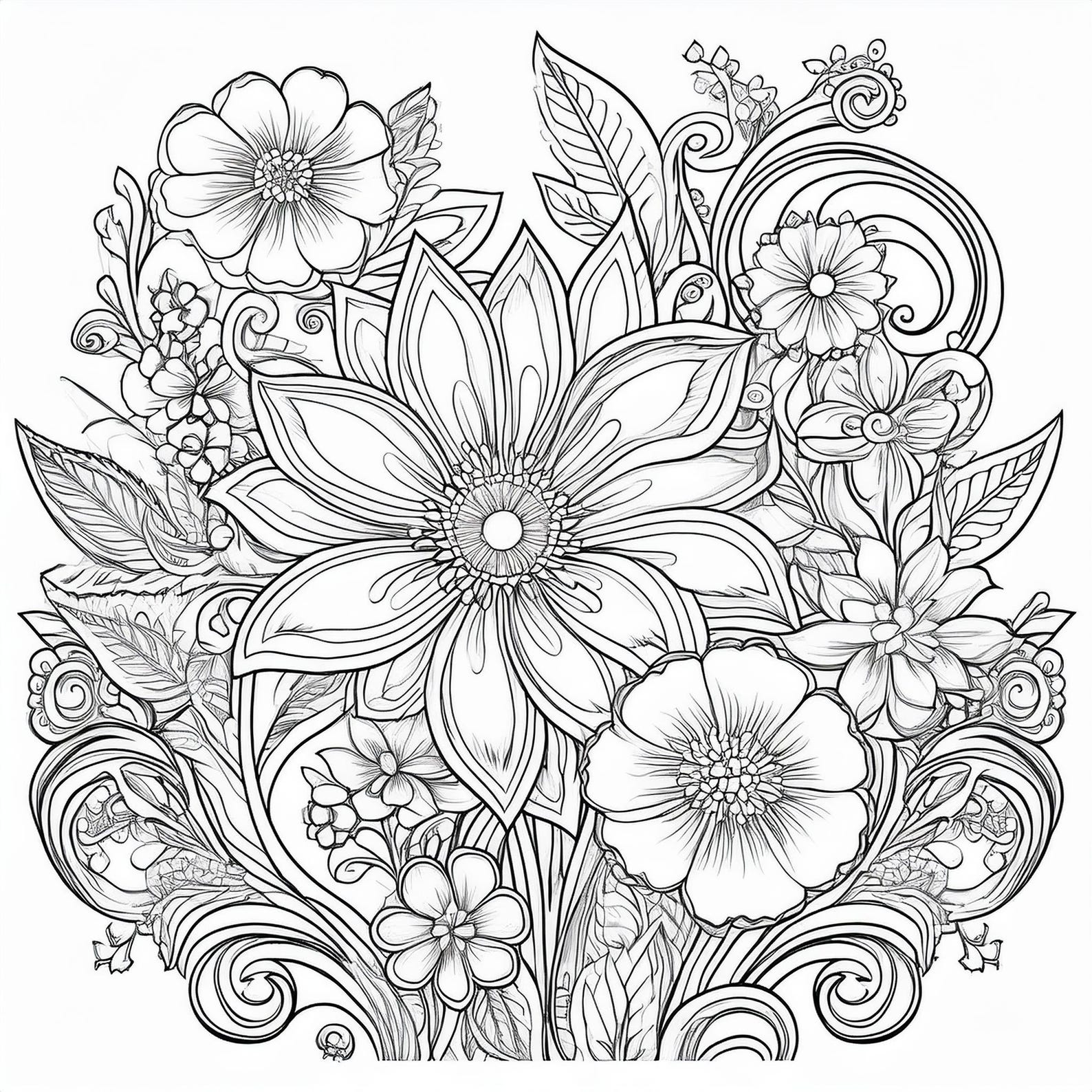 Floral Colouring Book Suitable for All Ages Digital Use and Printable ...