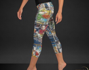 Abstract Painting Yoga Capri Leggings for Women