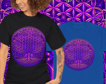 Tree of Life unique Design on a Heavy Cotton Tee, Sacred Geometry t-shirt