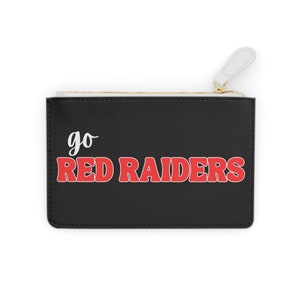 Minibolso clutch negro con diseño de béisbol I Heart Red Raiders