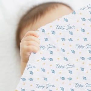 Personalized Baby Velveteen Plush Blanket: Dinosaurs and Stars