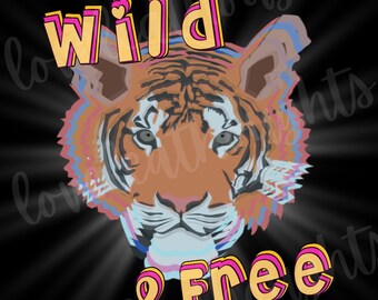 wild and free tiger wall art work instant digital art download