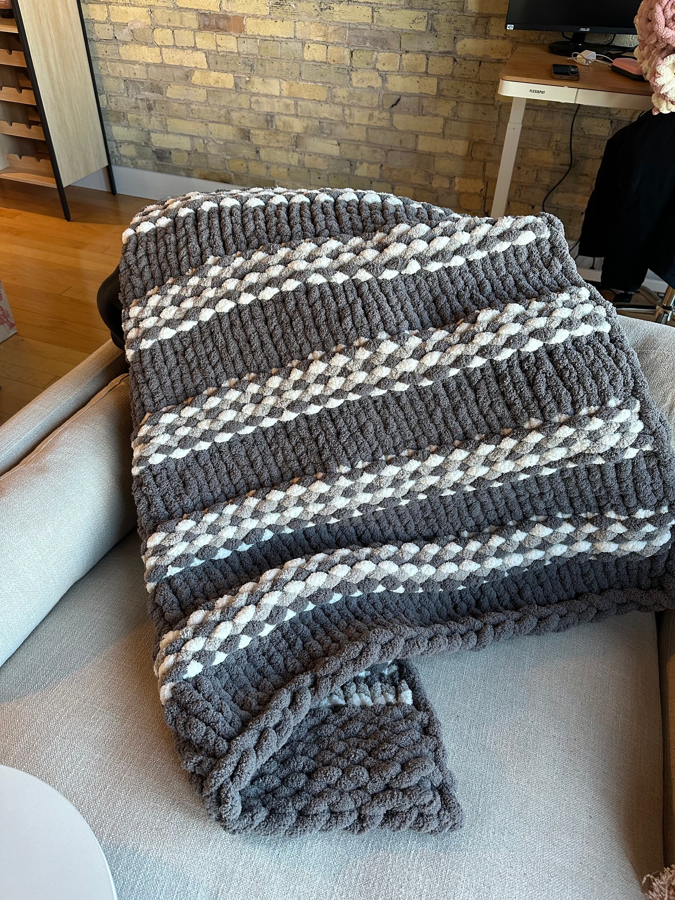 Gray Knit Blanket Etsy