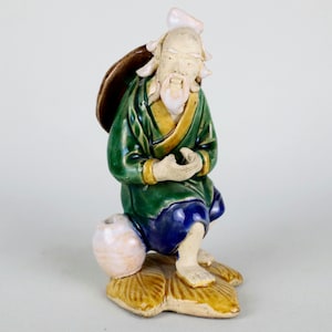 Figura folcloristica cinese Shekwan in ceramica, vintage, alta 4,5 pollici